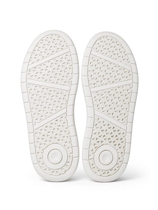 White Leather Panelled Low-Top Sneakers