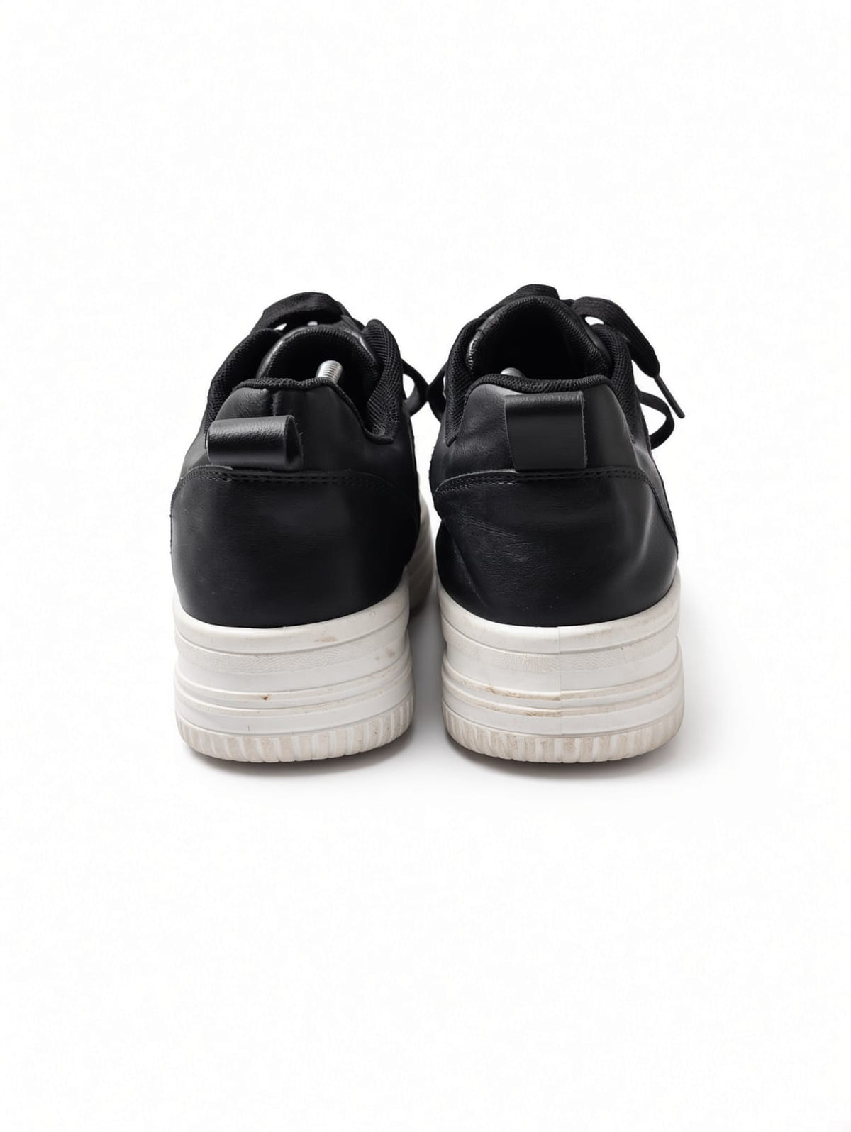 Black Faux Leather Platform Sneaker