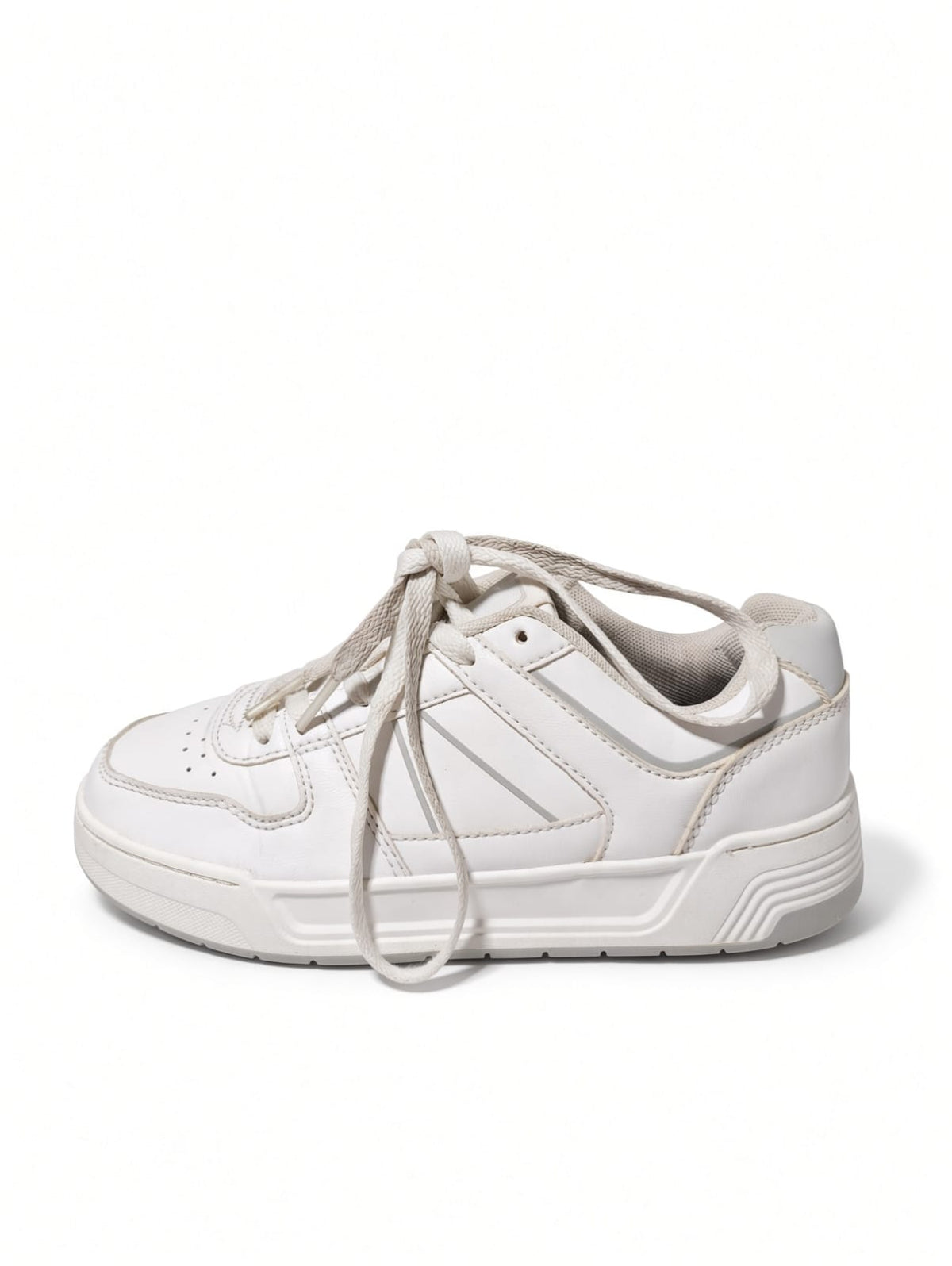 White Leather Panelled Low-Top Sneakers