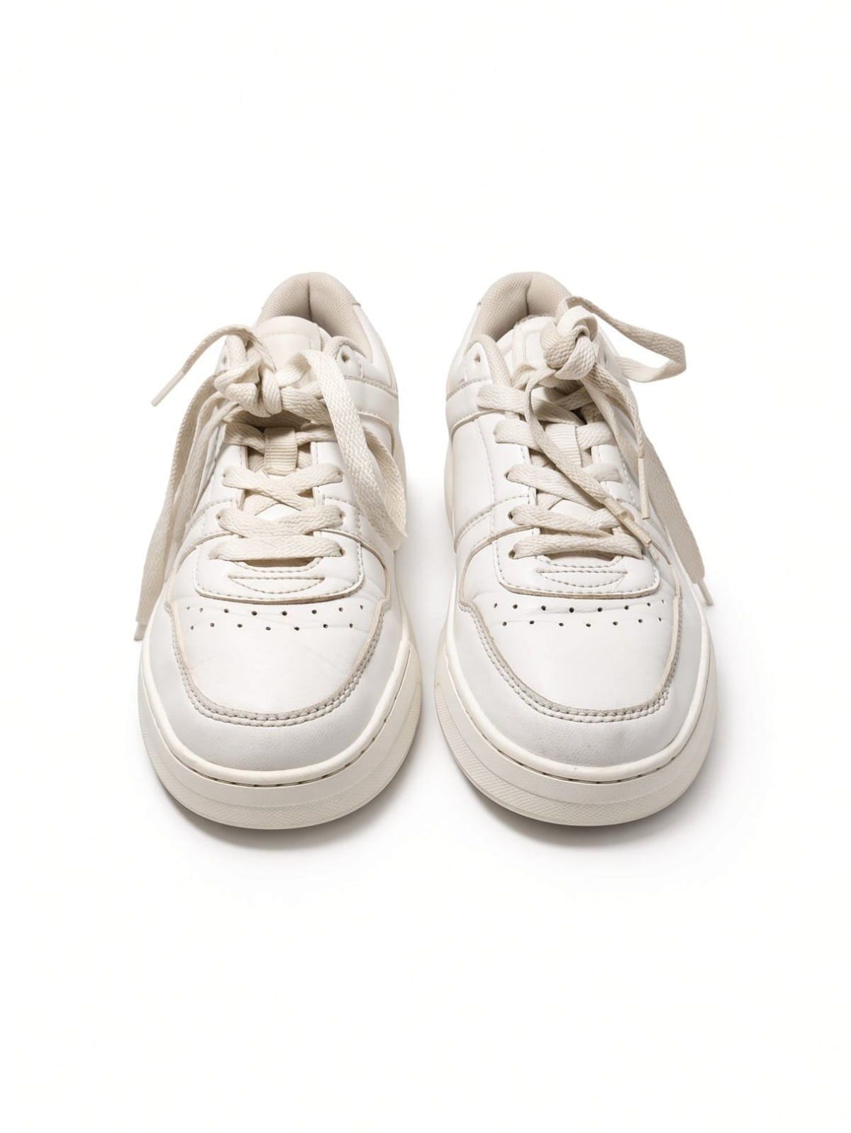 White Leather Panelled Low-Top Sneakers