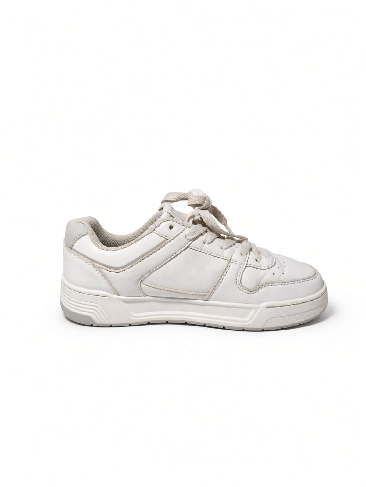 White Leather Panelled Low-Top Sneakers