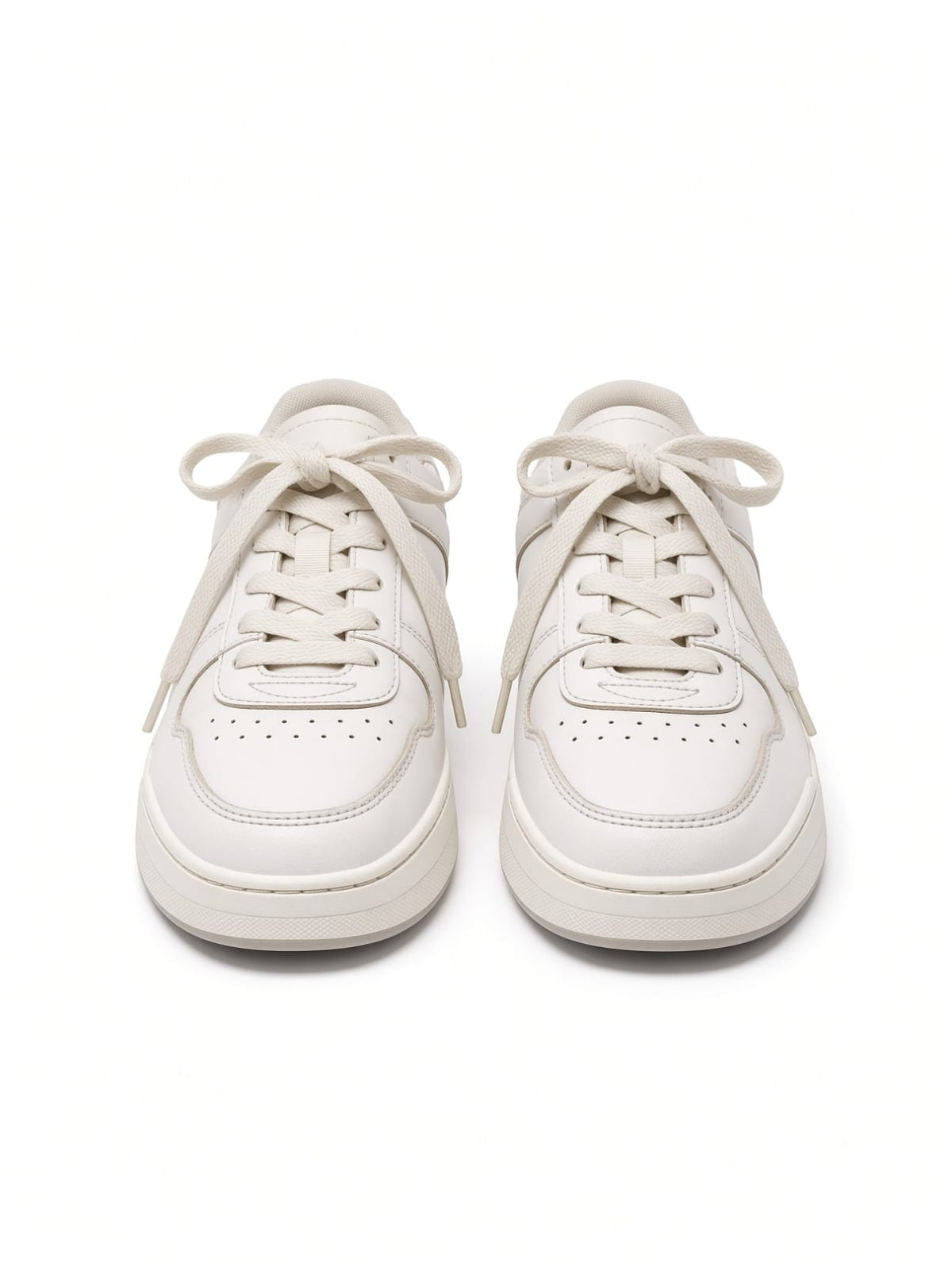 White Leather Panelled Low-Top Sneakers