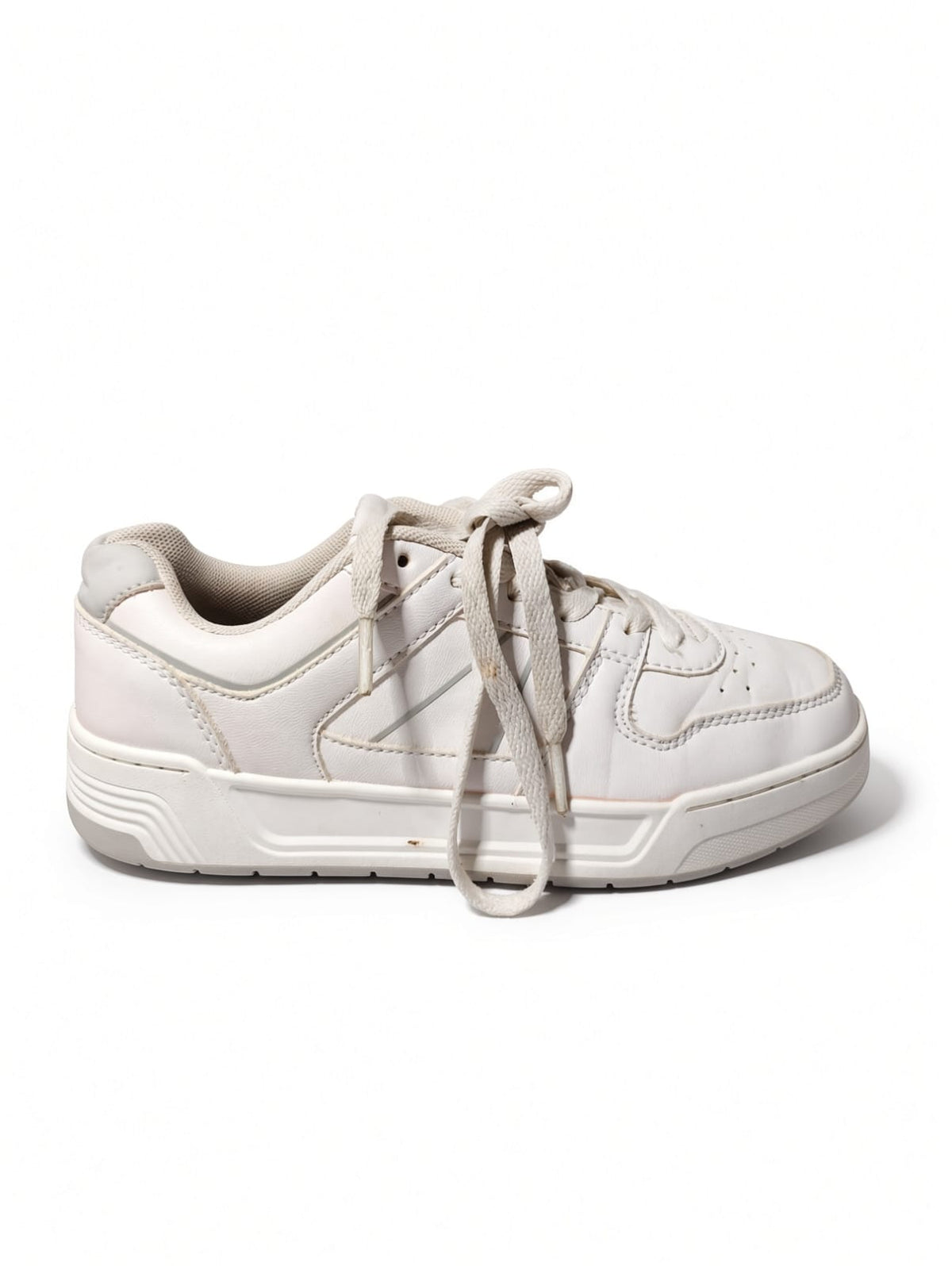 White Leather Panelled Low-Top Sneakers