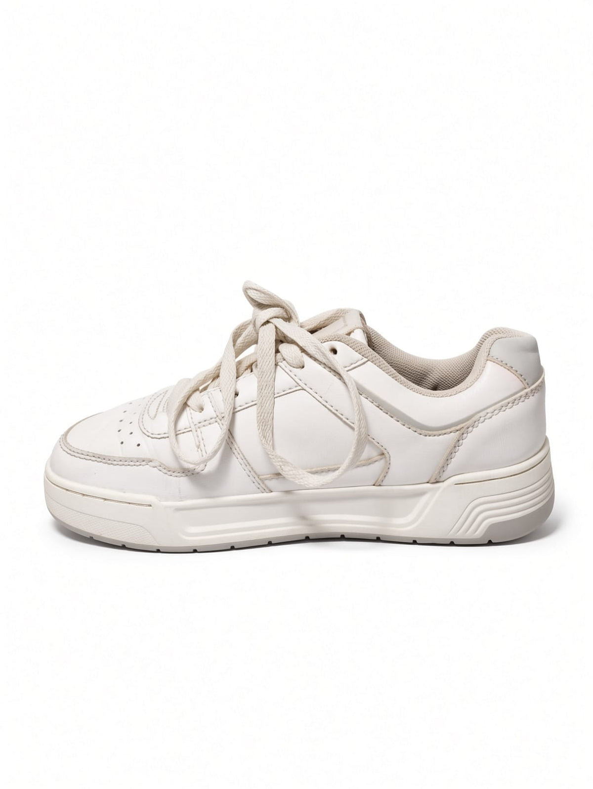 White Leather Panelled Low-Top Sneakers