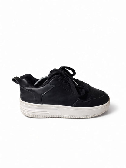 Black Faux Leather Platform Sneaker