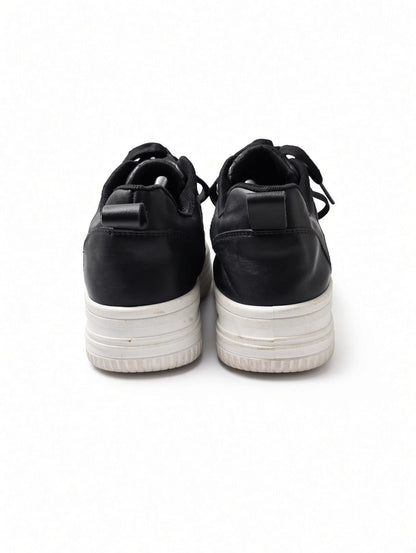 Black Faux Leather Platform Sneaker
