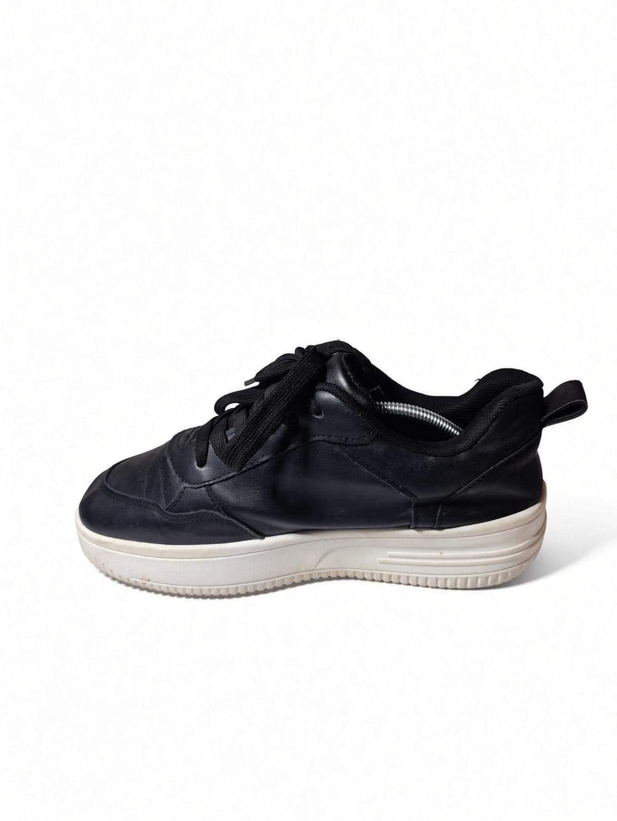 Black Faux Leather Platform Sneaker