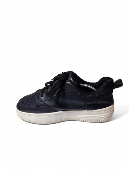 Black Faux Leather Platform Sneaker