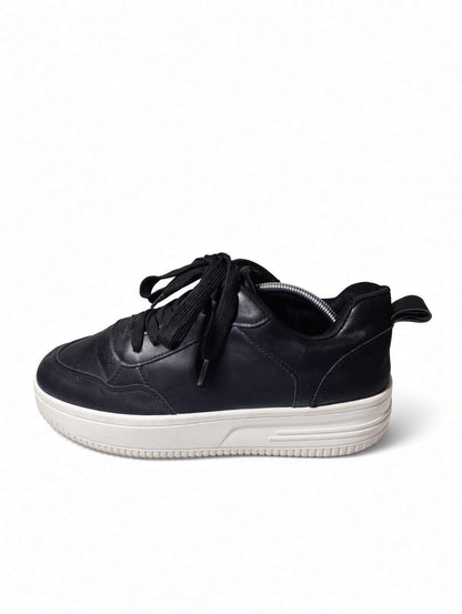 Black Faux Leather Platform Sneaker