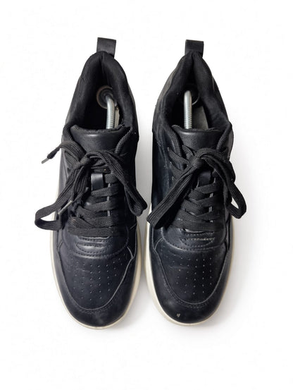 Black Faux Leather Platform Sneaker