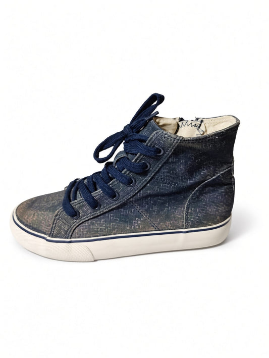 Denim High-Top Canvas Sneakers with Side Zip