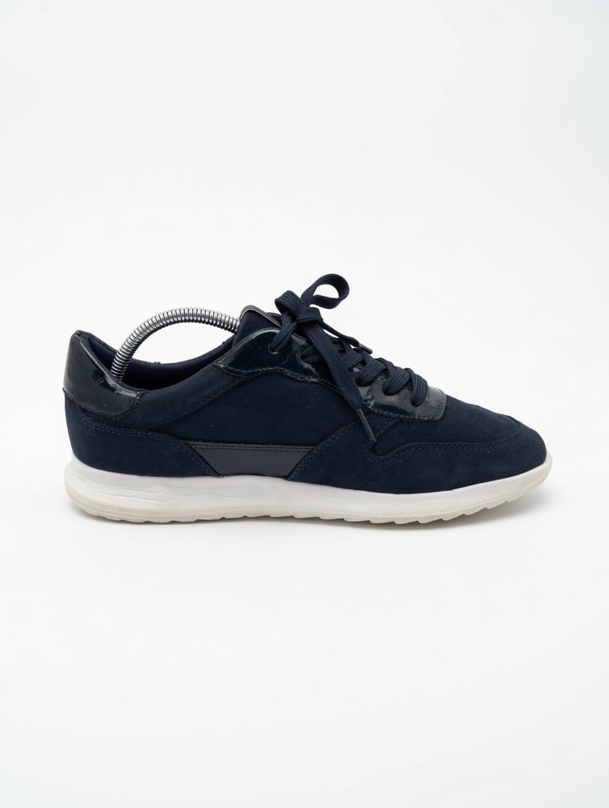 Tamaris Navy Blue Suede & Patent Leather