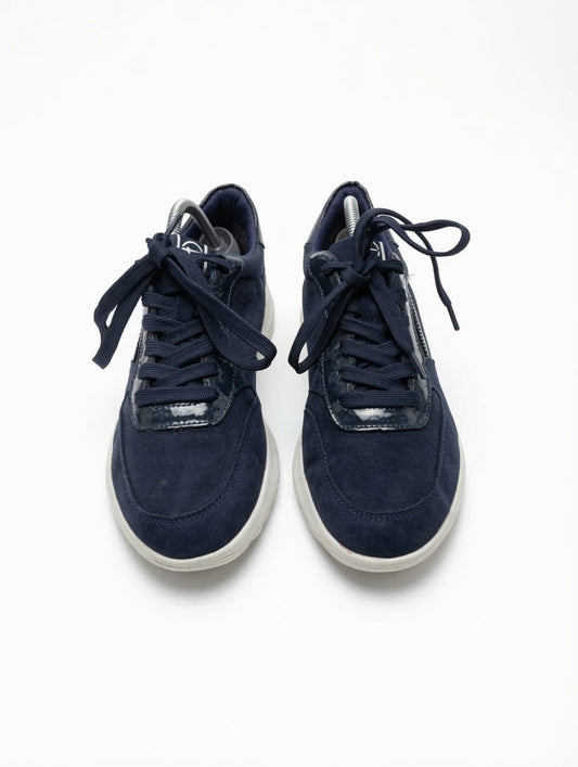 Tamaris Navy Blue Suede & Patent Leather