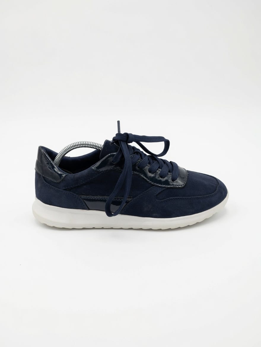 Tamaris Navy Blue Suede & Patent Leather