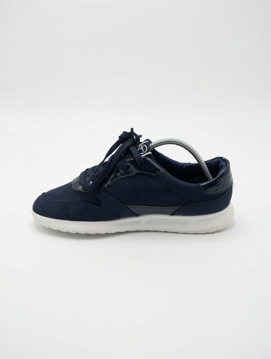Tamaris Navy Blue Suede & Patent Leather