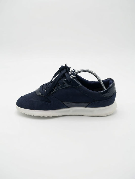 Tamaris Navy Blue Suede & Patent Leather